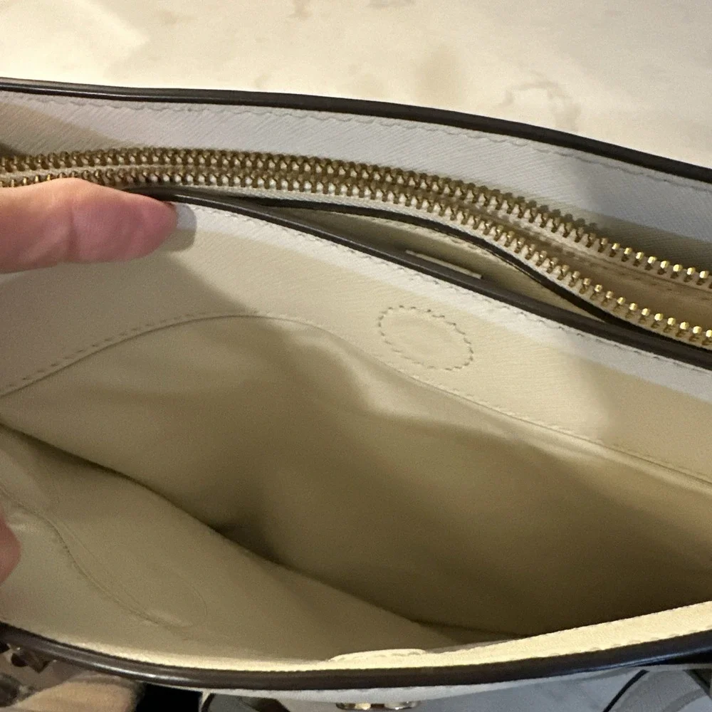 Tory Burch Tote Bag Shoulder Bag Robinson Medium Leather Ivory, Protective Bag.